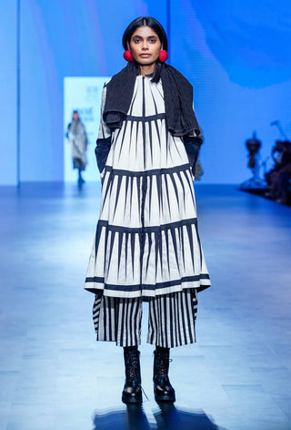 Off-White Black Trikon Jacket And Pant Set by Ka-Sha available on Indiaspopup
