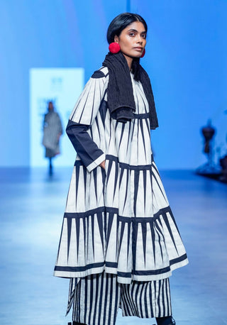 Off-White Black Trikon Jacket And Pant Set by Ka-Sha available on Indiaspopup