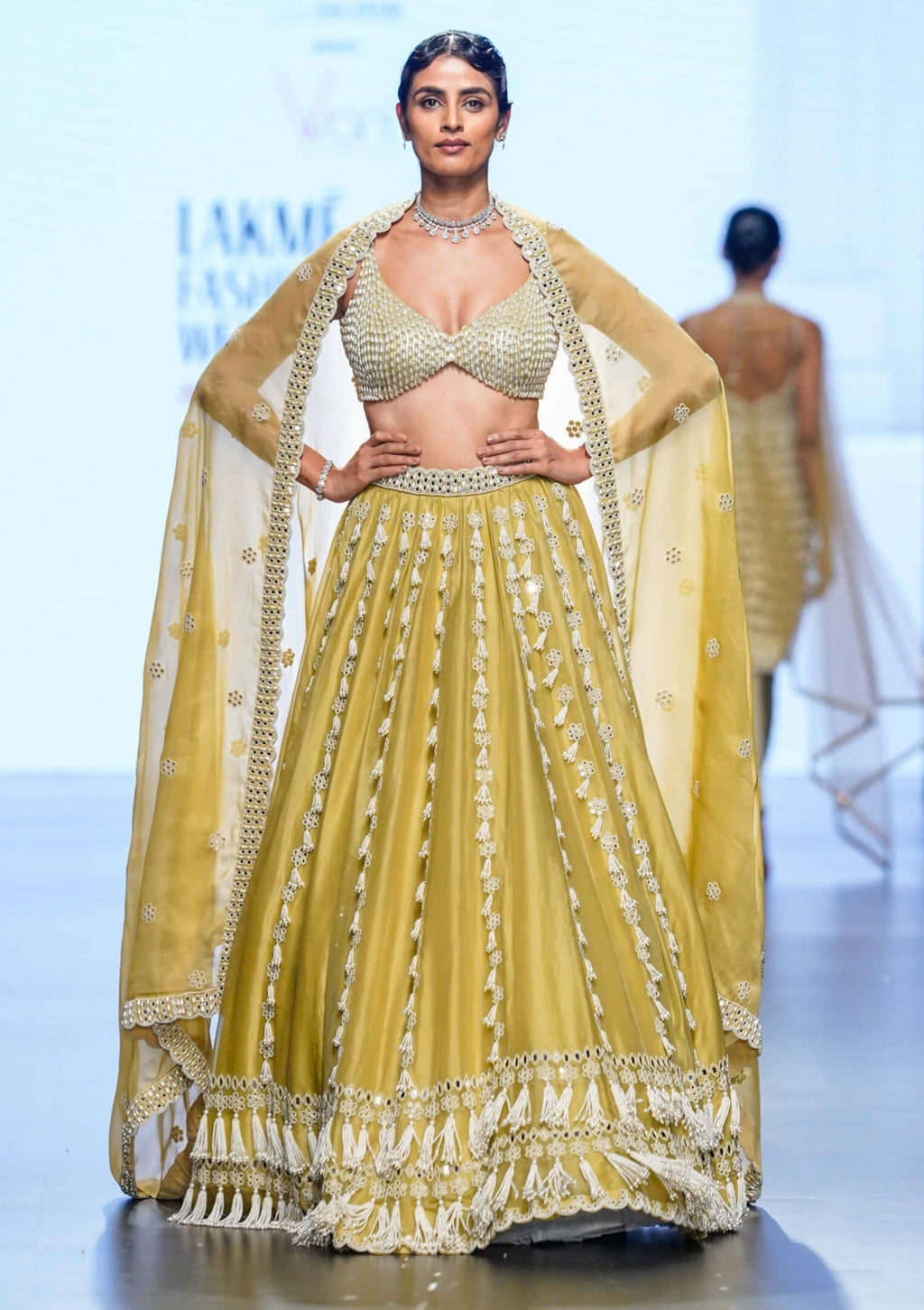 Fern Green Chandelier Pearl Drop Lehenga Set