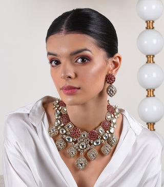 Jayaswi red polki necklace set
