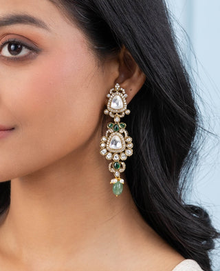 Yashvi green polki necklace set