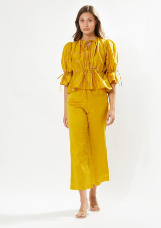 Meadow-Provence Yellow Blouse And Pant Set-INDIASPOPUP.COM