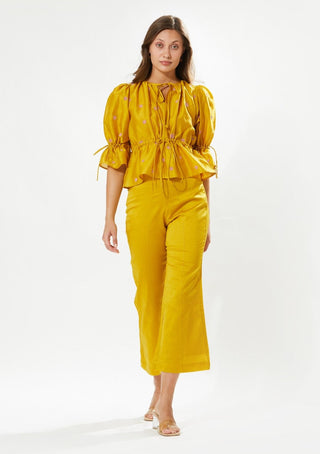 Meadow-Provence Yellow Blouse And Pant Set-INDIASPOPUP.COM