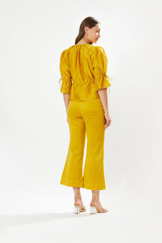 Meadow-Provence Yellow Blouse And Pant Set-INDIASPOPUP.COM