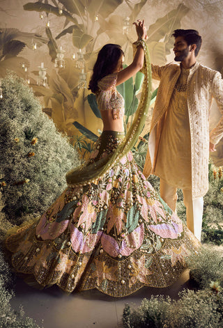 Papa Don'T Preach By Shubhika-Melisa Olive Lehenga Set-INDIASPOPUP.COM