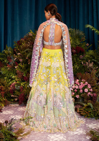 Papa Don'T Preach By Shubhika-Sage Green Ombre Lehenga Set-INDIASPOPUP.COM