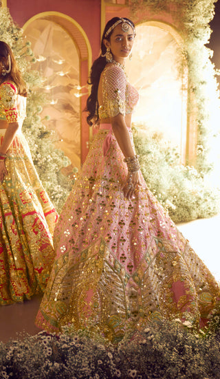 Papa Don'T Preach By Shubhika-Alice Baby Pink Bridal Lehenga Set-INDIASPOPUP.COM
