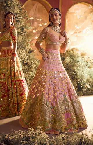 Papa Don'T Preach By Shubhika-Alice Baby Pink Bridal Lehenga Set-INDIASPOPUP.COM