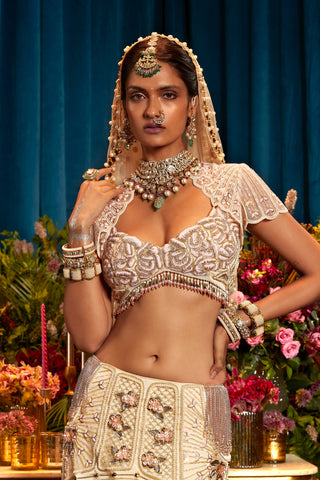 Papa Don'T Preach By Shubhika-Aria Ivory Bridal Lehenga Set-INDIASPOPUP.COM