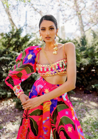 Papa Don'T Preach By Shubhika-Bayberry Hot Pink Pant Set-INDIASPOPUP.COM