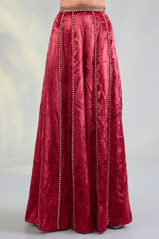 Dark red embroidered choli and sharara