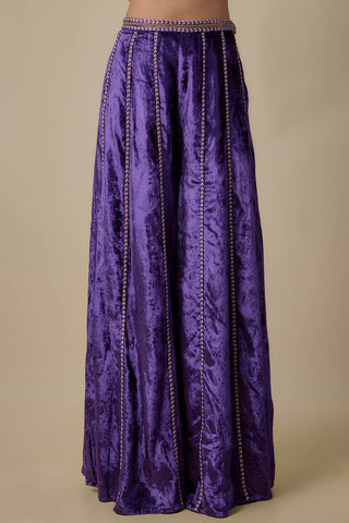 Purple embroidered choli and sharara pant