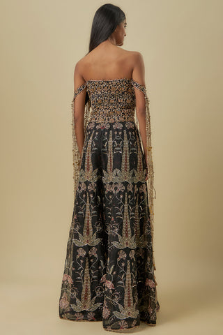 Black georgette corset and sharara