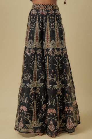 Black georgette corset and sharara