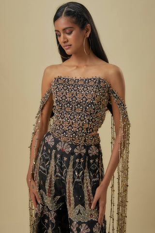 Black georgette corset and sharara