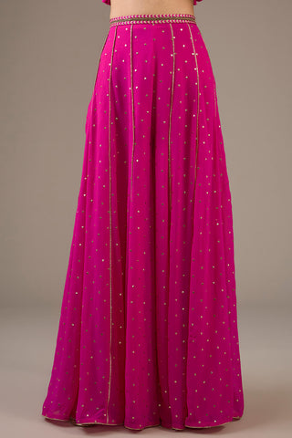 Hot pink embroidered choli and hot pink sharara