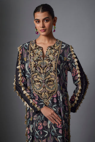 Black island escape print crepe kaftan