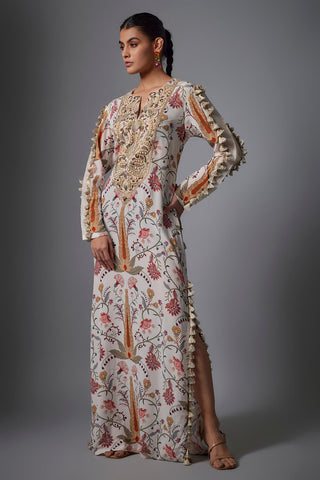 Cream ochre forest whisper print kaftan
