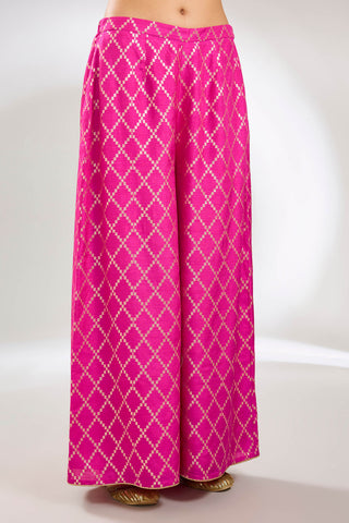 Hot pink embroidered kurta and pant set