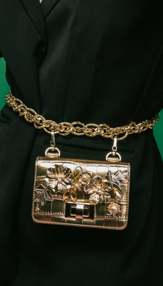 Papa Don'T Preach By Shubhika-Gold Chainlink Belt Bag-INDIASPOPUP.COM