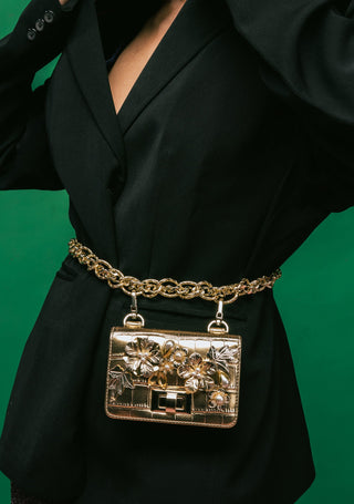 Papa Don'T Preach By Shubhika-Gold Chainlink Belt Bag-INDIASPOPUP.COM