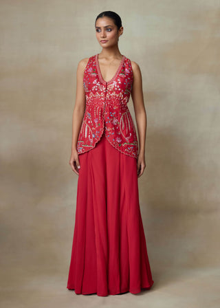 Puffin sindoori red kurta and palazzo