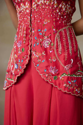 Puffin sindoori red kurta and palazzo