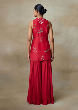 Puffin sindoori red kurta and palazzo