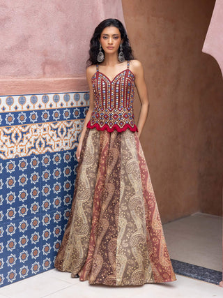 Color-blocked kalidar boho maxi