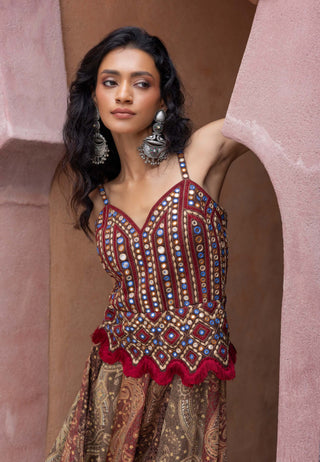 Color-blocked kalidar boho maxi