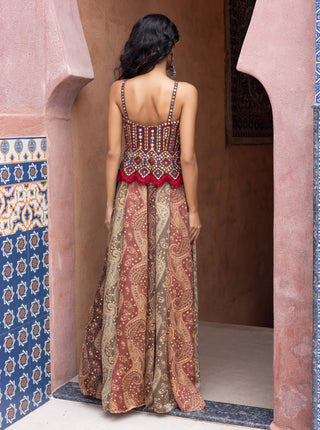 Color-blocked kalidar boho maxi