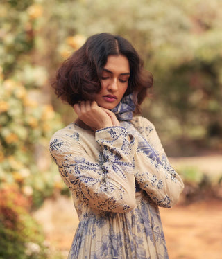 Royal blue and ivory tillie anarkali and scarf