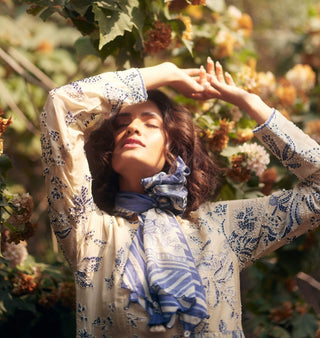 Royal blue and ivory tillie anarkali and scarf