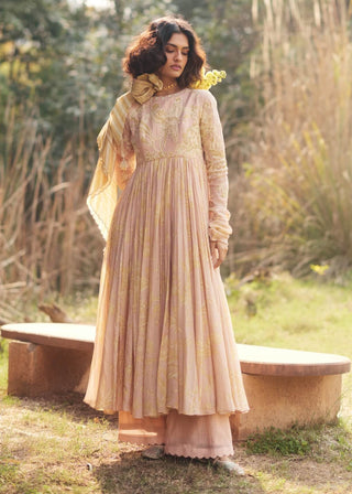 Muted pink anarkali set