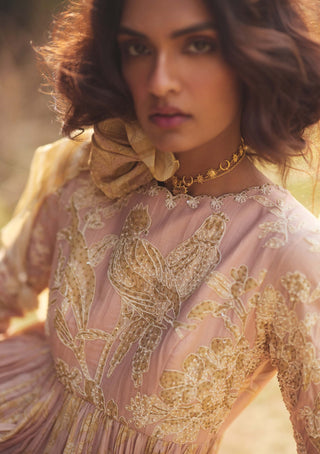 Muted pink anarkali set