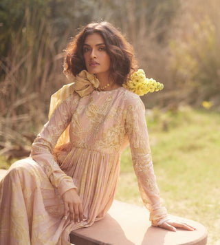 Muted pink anarkali set