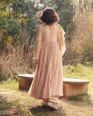 Muted pink anarkali set