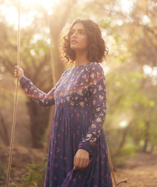 Grape jelly floral anarkali and dupatta