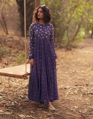 Grape jelly floral anarkali and dupatta