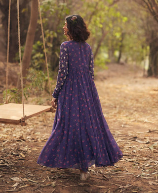 Grape jelly floral anarkali and dupatta
