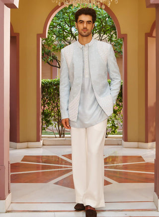 Rehmat light blue jacket set