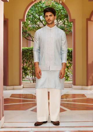 Kainat blue nehru jacket set