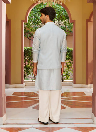 Kainat blue nehru jacket set