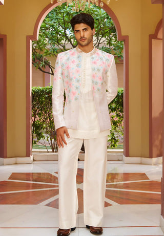 Khushnaaz cream offwhite jacket set