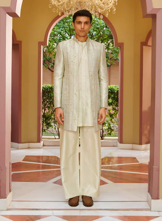 Zareen sage green sherwani set