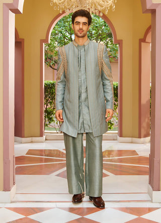 Sajda muted sage green sherwani set