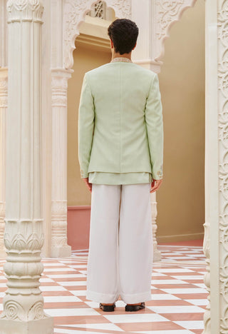 Rageen mint green bandhgala jacket set