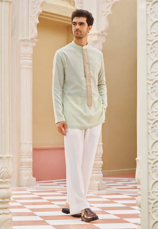 Rageen mint green bandhgala jacket set