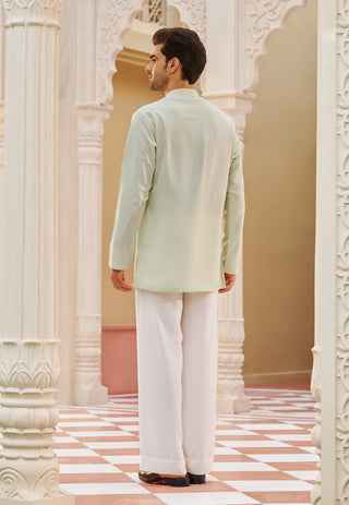 Rageen mint green bandhgala jacket set