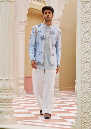 Ajuni powder blue bandhgala jacket set